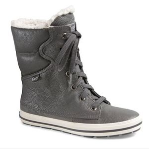 Keds Droplet Leather Gray Faux Fur Boots | Size 7.5